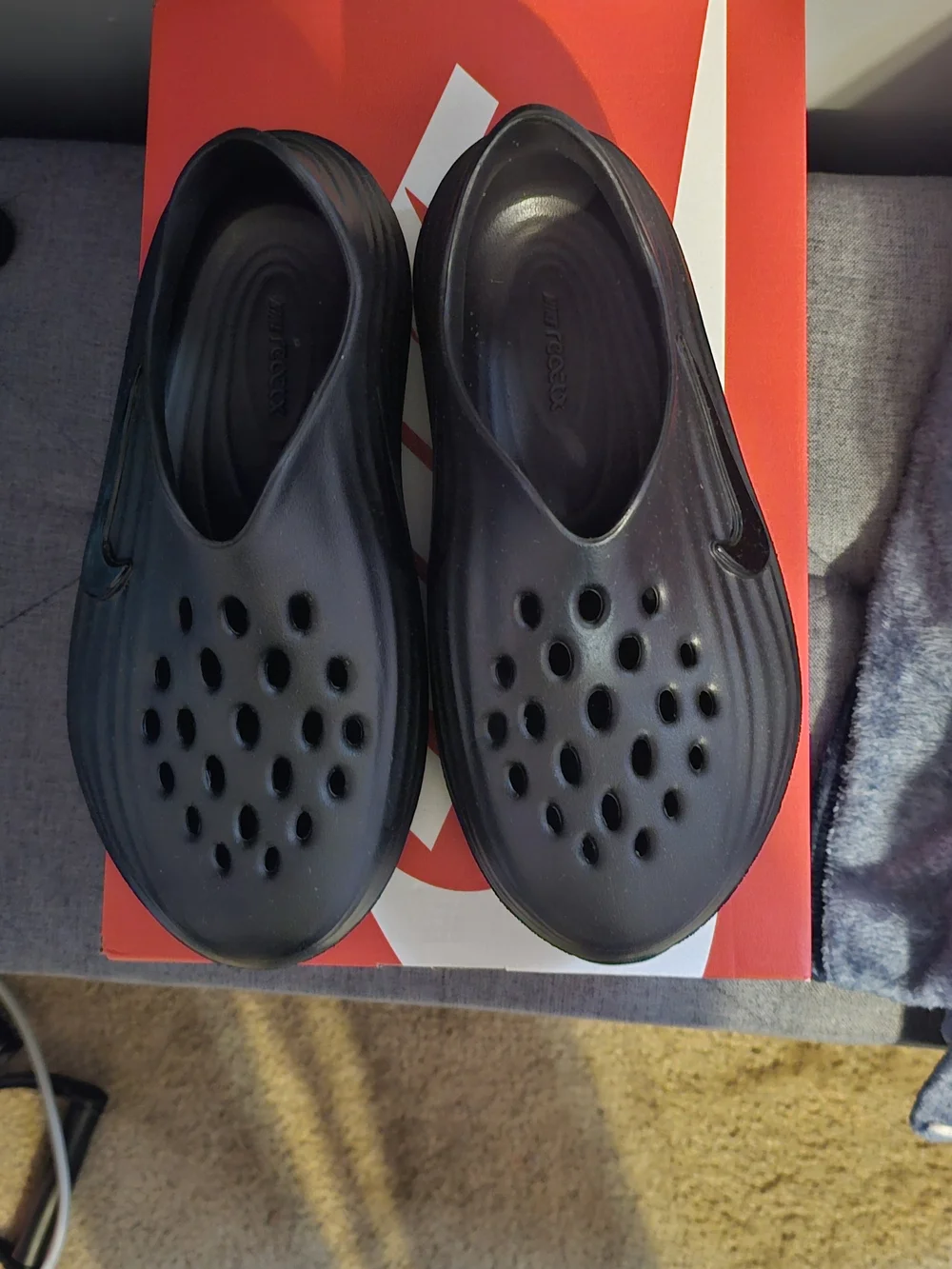 Nike Kids Black Slip-On Vented Foam Sandals